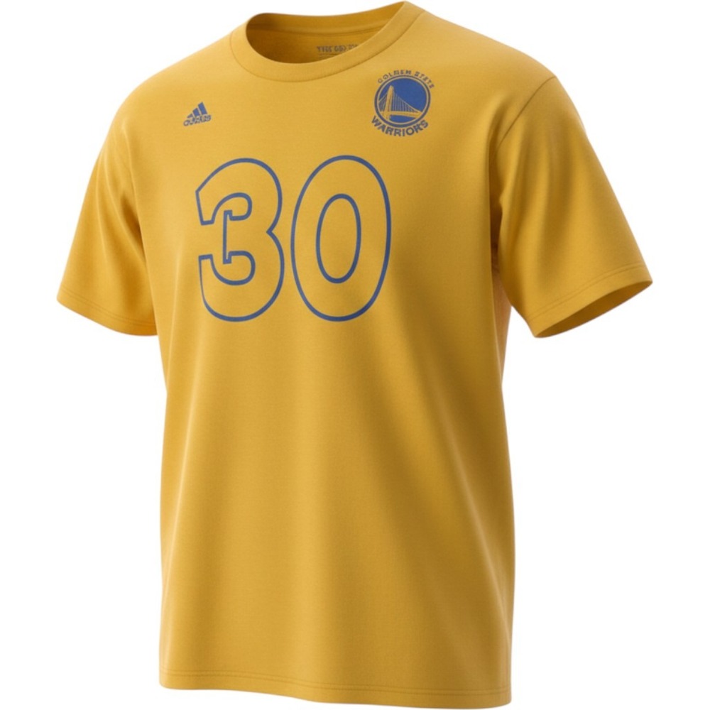 Adidas Golden State Warriors Stephen Curry 30 Go-To Tee Yellow NBA Shirt 2XL